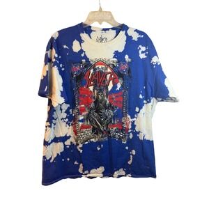 Vintage Alt Grunge Y2K Slayer Bleached Tie Dye Graphic T-Shirt Large 90s